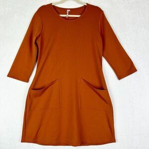 Lulu B 2 Pocket Relaxed Dress Size Medium Rust Orange Classic Timeless
